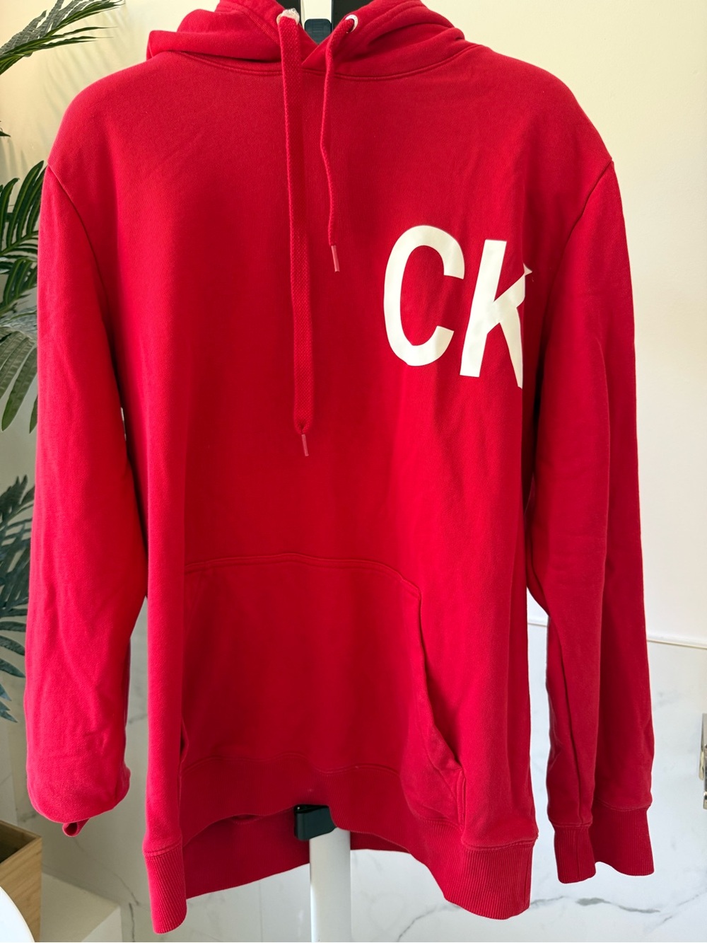 Calvin Klein Jeans Red Big Logo Monogram Pullover Hoodie - Size XXL